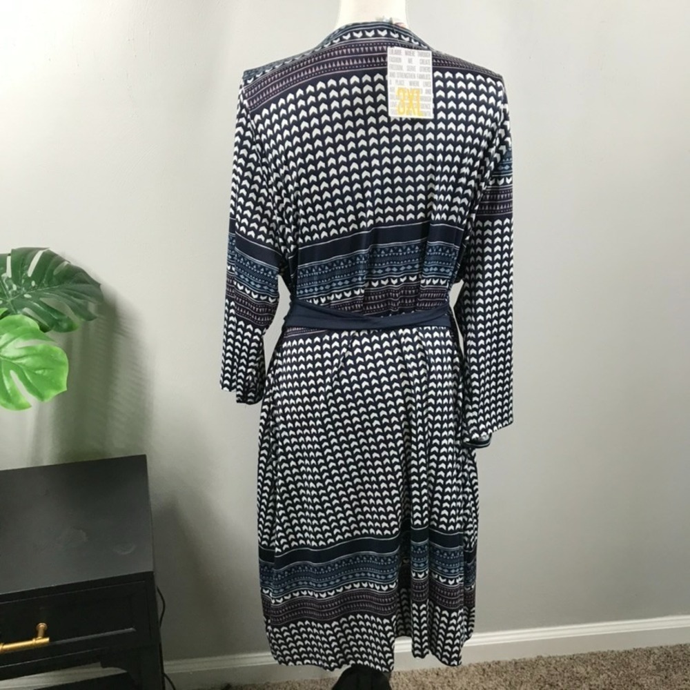 LULAROE Dress Size 3XL Michelle‎ Wrap Style Blue Geometric 3/4 Sleeve NEW - Picture 6 of 16